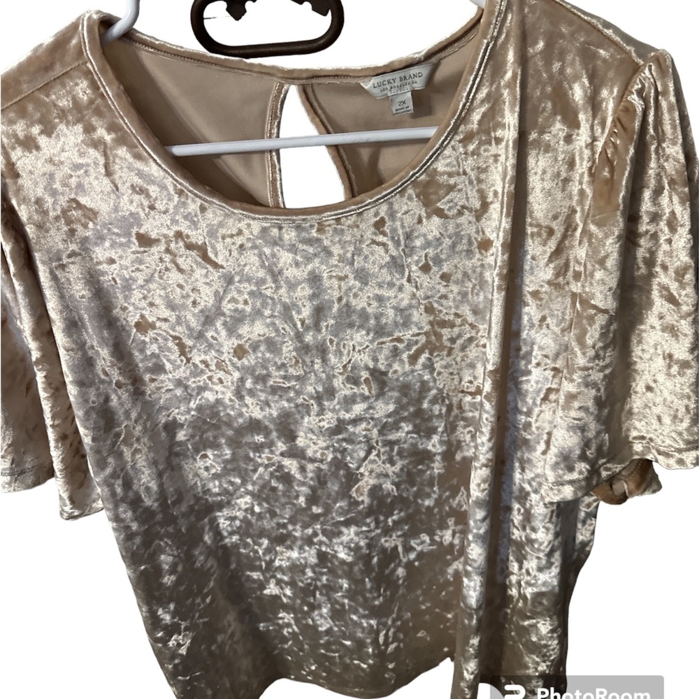 NWOT lucky brand velvet pink short sleeve blouse with keyhole on back size 2x